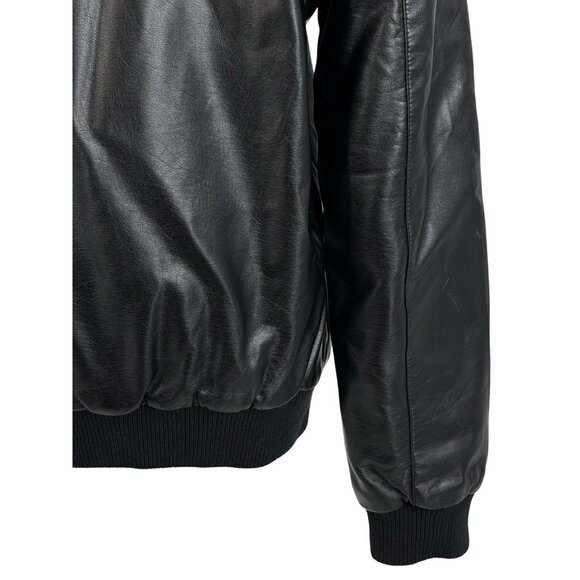 Members Only Men’s Black Faux Leather Moto Jacket | Edgy Biker Streetwear Grunge - Picture 9 of 16